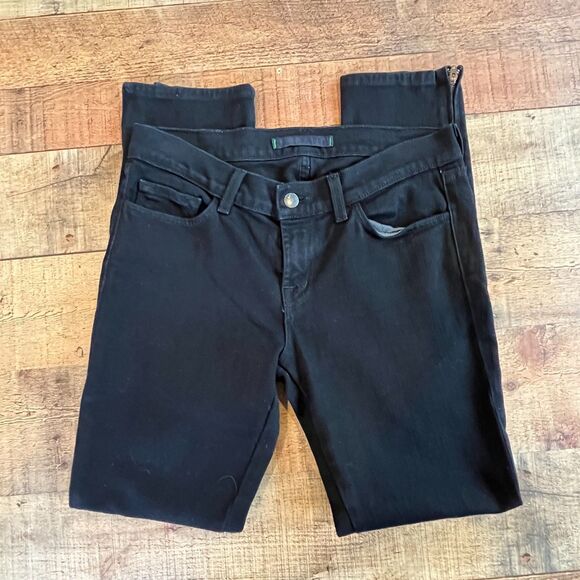 J Brand Black Jeans The Deal Skinny Leg Size 28 Noir Ankle Zip - Picture 4 of 10